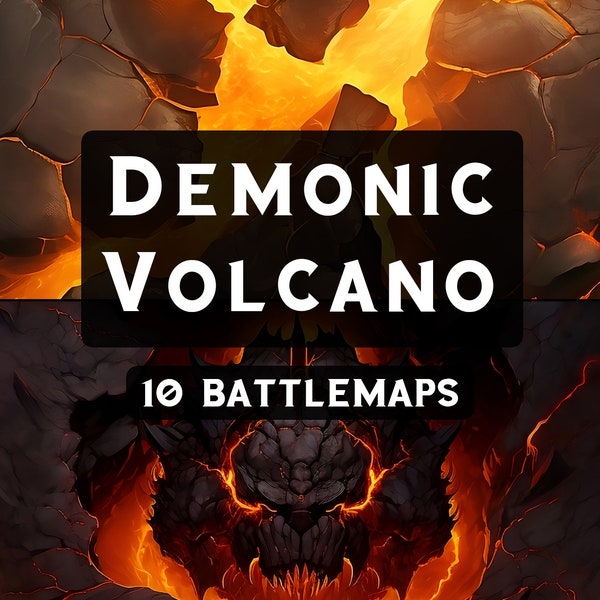 RPG Battlemap: Demonic Volcano DnD lava battle map for Roll20 fire pit Battlemap Fantasy Grounds Foundry Dungeons and Dragons avernus maps