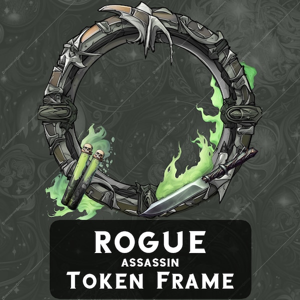 Rogue Assassin Token Frame for Roll20 bordure de jeton pour table du MDN Jeton numérique Pathfinder Foundry Jeton du MDN Actifs de Donjons et Dragons