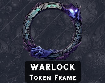 Warlock Token Frame DnD for VTT Roll20 token border tabletop stamp Pathfinder Foundry digital token dungeons and dragons player accessories