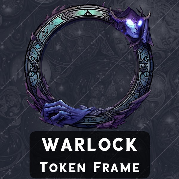 Warlock Token Frame DnD for VTT Roll20 token border tabletop stamp Pathfinder Foundry digital token dungeons and dragons player accessories