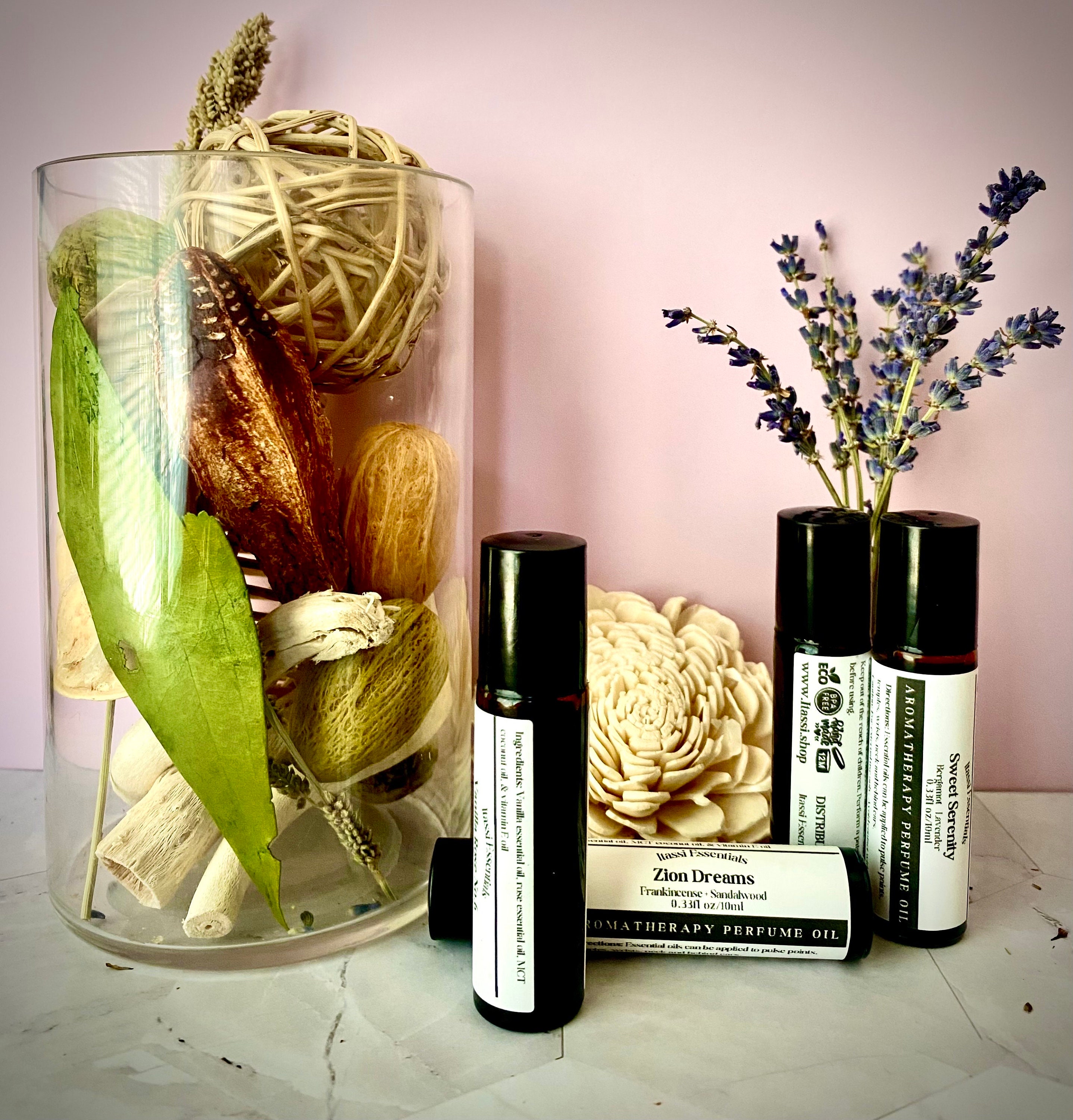 Aromatherapy roll-on perfume oil; made with pure essential oils, MCT coconut oil, and vitamin E oil: TSA friendly, Under Eye Care, multi-use