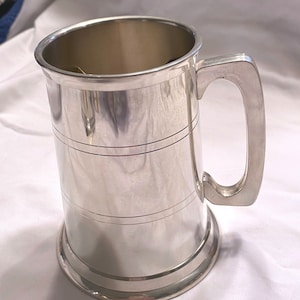 Vintage Stieff Pewter Williamsburg Glass Bottom 1 Pint Tankard