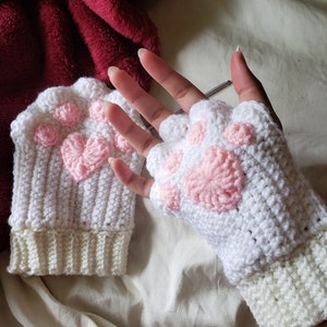 Yarn kitty Cat mittens | gloves | fingerless gloves | 1 pair | different colors | handmade