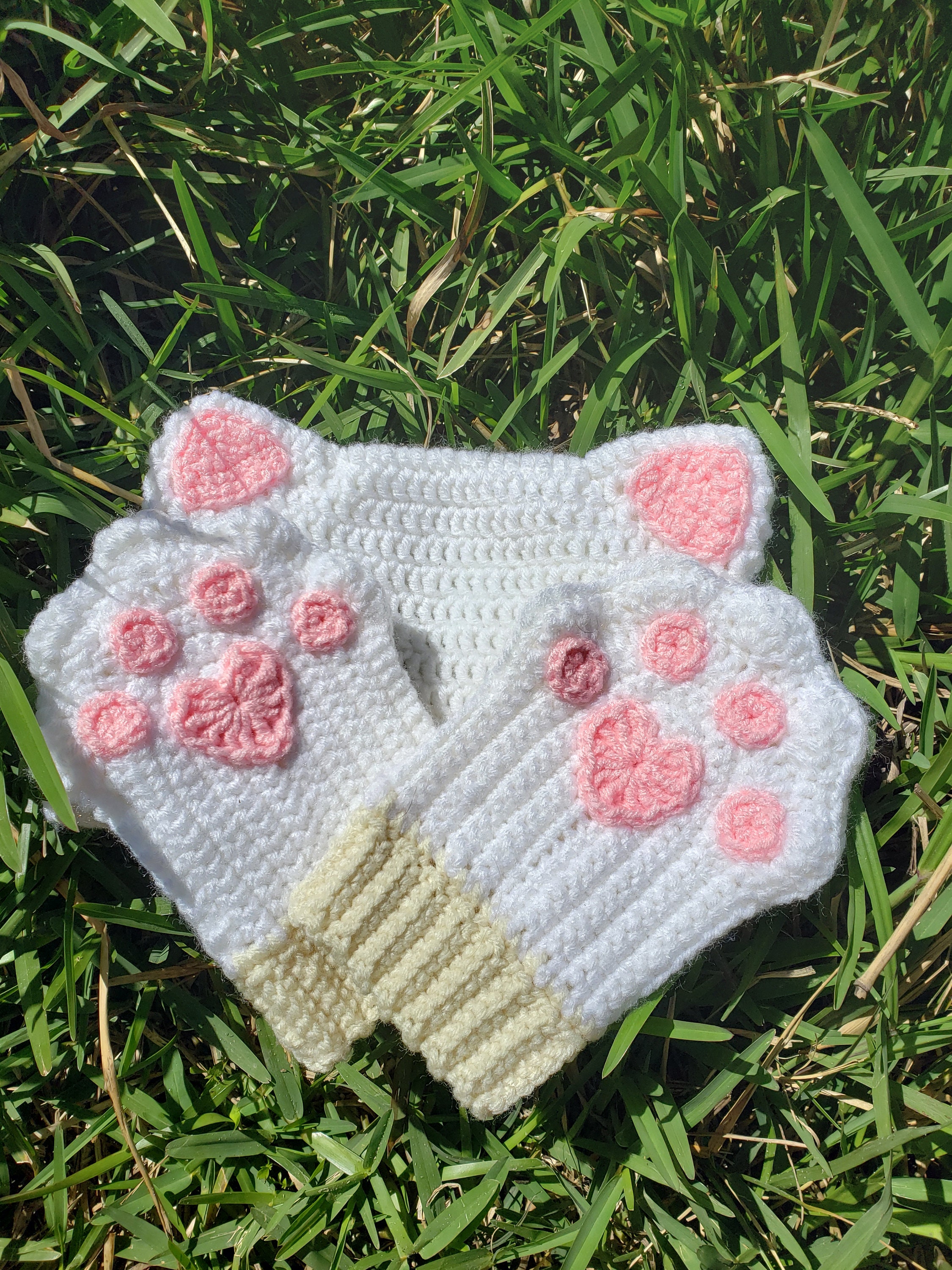 Crochet Cat Ear Beanie and Fingerless Gloves Set | Handmade  display picture 1