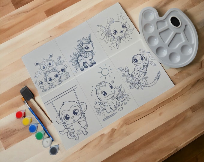 WanderLost Kids Painting Kits for Little Artists! Ready-to-Paint Coloring Book Inspired Canvas Painting Kits for Kids Ages 4 and Up