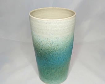 white and turquoise ceramic vase