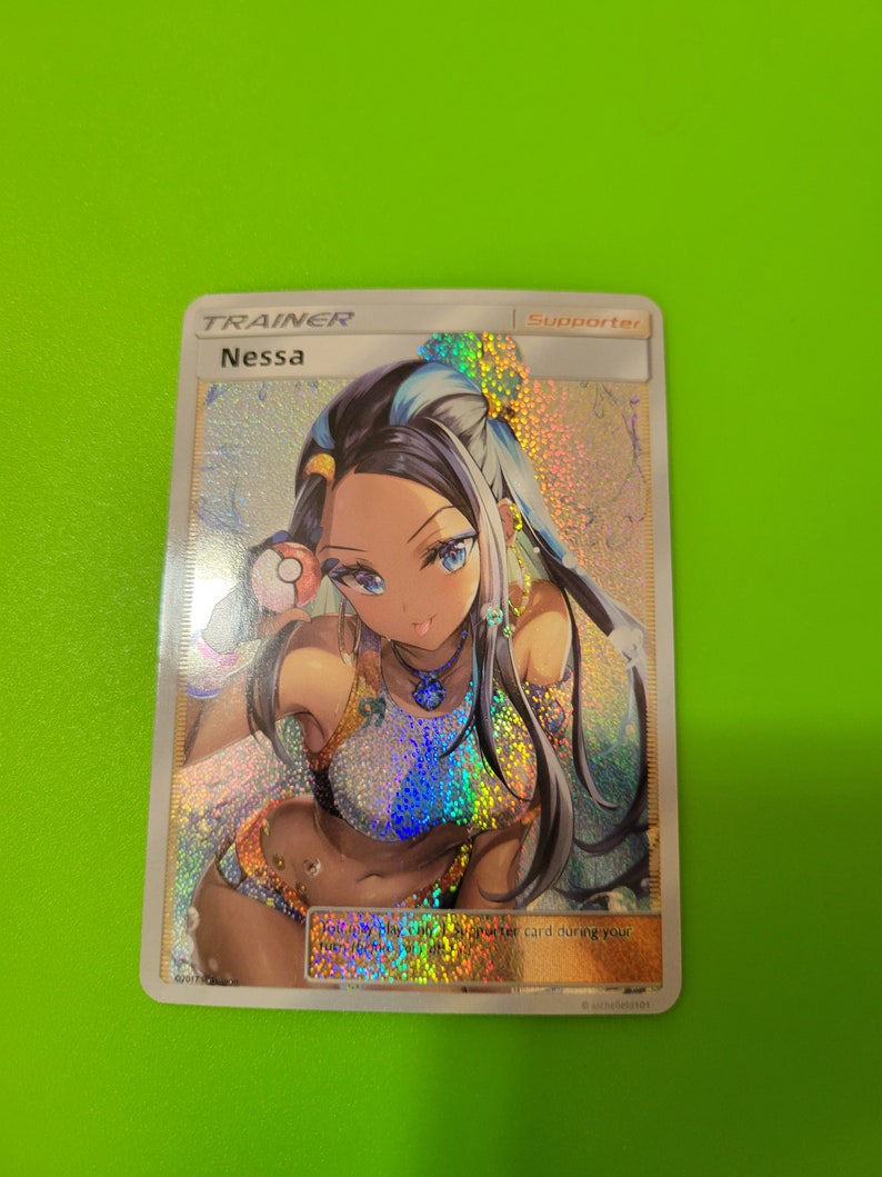 Pokemon Tcg Holo Custom Nessa Trainer Waifu Etsy
