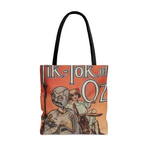 Tik-Tok of Oz Tote Bag -  Double Sided - Vintage Reproduction Book Art Cotton Canvas Tote Bag - Dorothy and Tik-Tok - Return to Oz Art