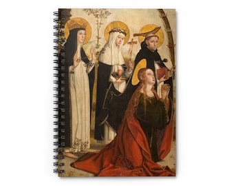 Mary Magdalene, Peter of Verona, Catherine of Siena and Margaret of Hungary Journal - Reproduction Print Journal - 1500&#39;s Saint Art