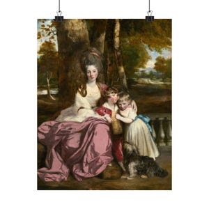 Lady Elizabeth Delmé and Her Children, 1777-1779 -  Sir Joshua Reynolds - British - Matte Vertical Poster- Restored Print Art