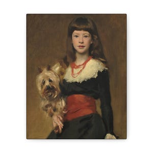 Miss Beatrice Townsend, 1882 -  John Singer Sargent - American - Gallery Wrap Canvas Print - Reproduction Print - Girl with Yorkie