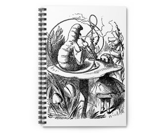 Alice and the Caterpillar - Alice in Wonderland - Reproduction Illustration Notebook - Ruled Lined - Alice in Wonderland Ephemera Art