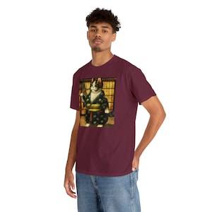 Japanese Ukiyo-e boss cat Unisex Heavy Cotton Tee