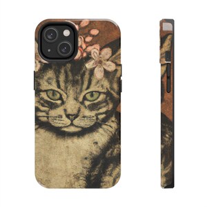 Japanese Ukiyo-e cat wearing a flower crown Tough Phone Cases