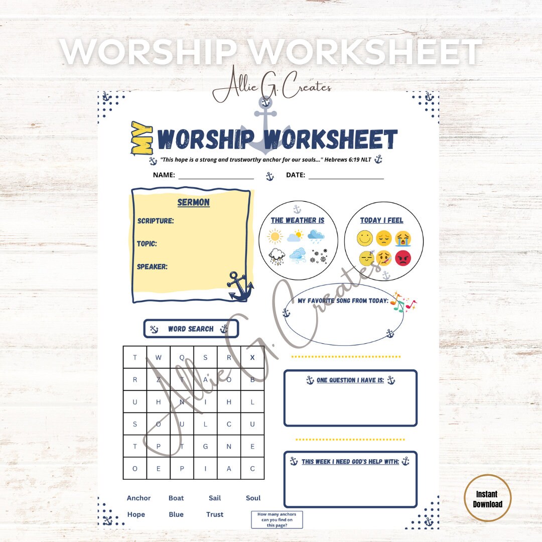 Worship Worksheet Worship Notes Sermon Notes Children #39 s Church Kids Worship Worksheet Worship Notes Sermon Notes Children #39 s Church Kids