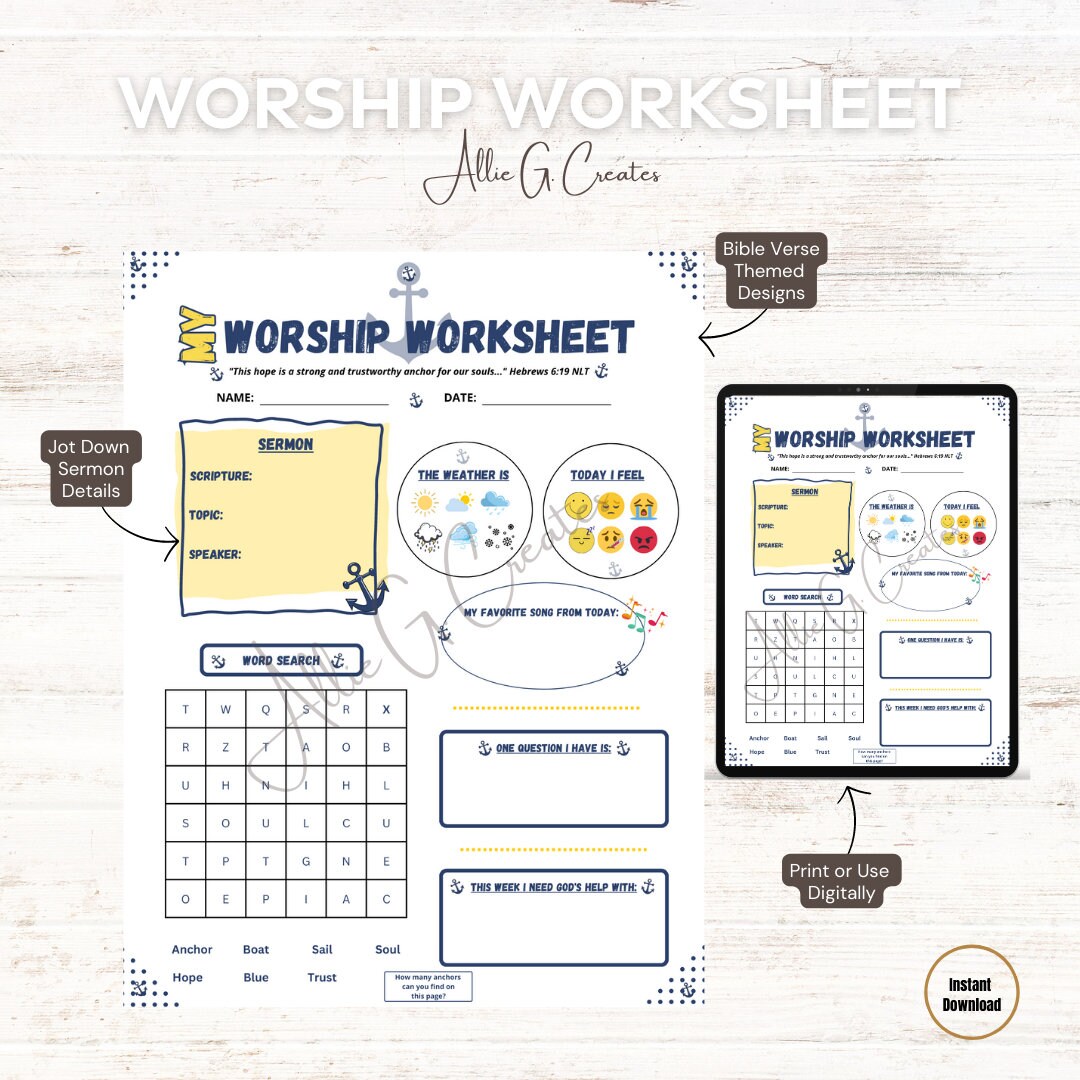 Worship Worksheet Worship Notes Sermon Notes Children #39 s Church Kids Worship Worksheet Worship Notes Sermon Notes Children #39 s Church Kids