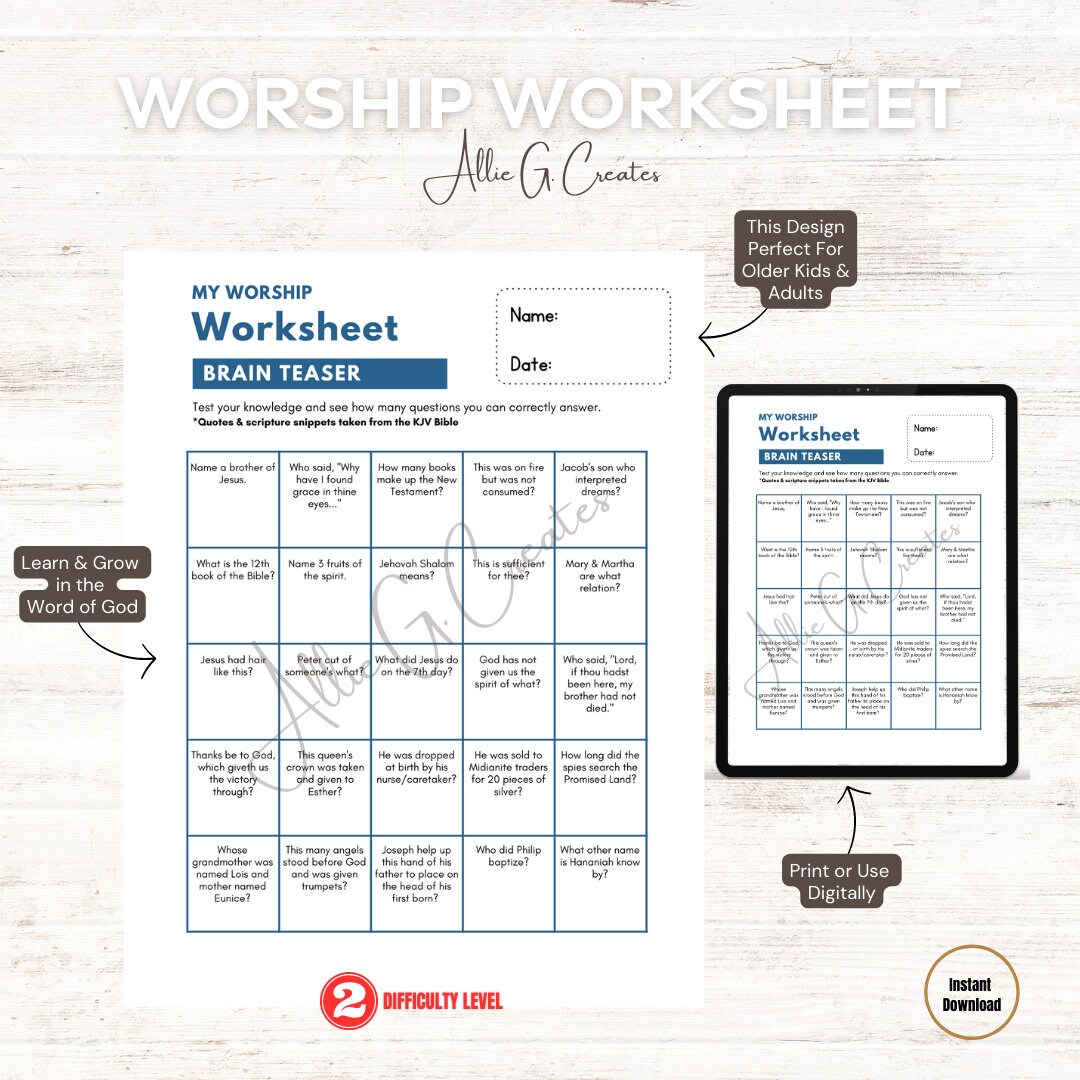 Bible Trivia, Bible Quiz, Worship Worksheet, Sermon Notes, Worship ...