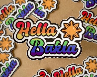 Hella Bakla Rainbow Sticker | Gay LGBTQ Philippines Filipino Pride Sun | Queer Bading Month Flag Lesbian Trans | American Gifts Pinay Asian