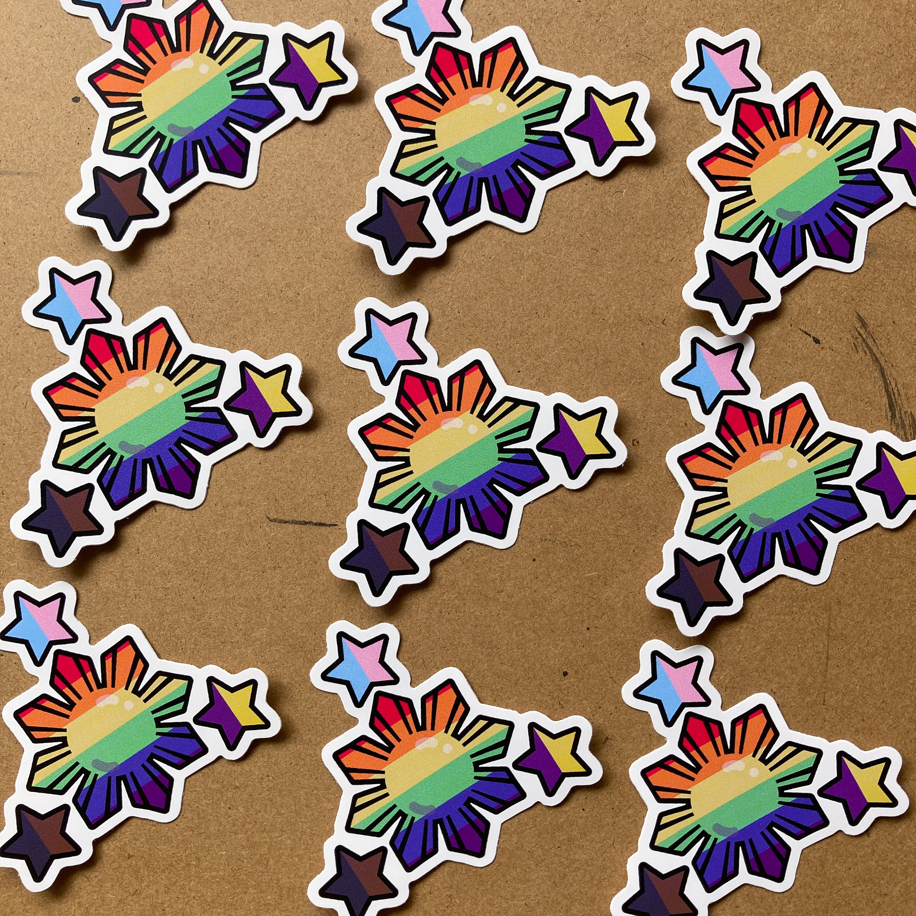 Filipino Gay Pride Sticker | LGBTQ Philippines Sun Stars Flag | Bakla ...