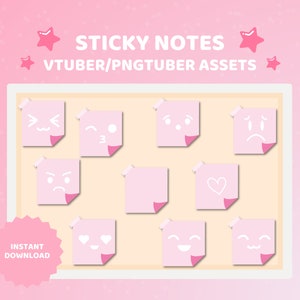 vtuber assets | Sticky Note Assets | Twitch, Vtubers & YouTube streamers | vtuber asset bundle | vtuber sticker | pngtuber