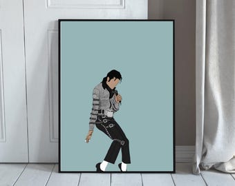 Feiern Sie den King of Pop - Popstar Illustration - Druckbare Wandkunst - Musiklegende Dekor - Porträt Druck