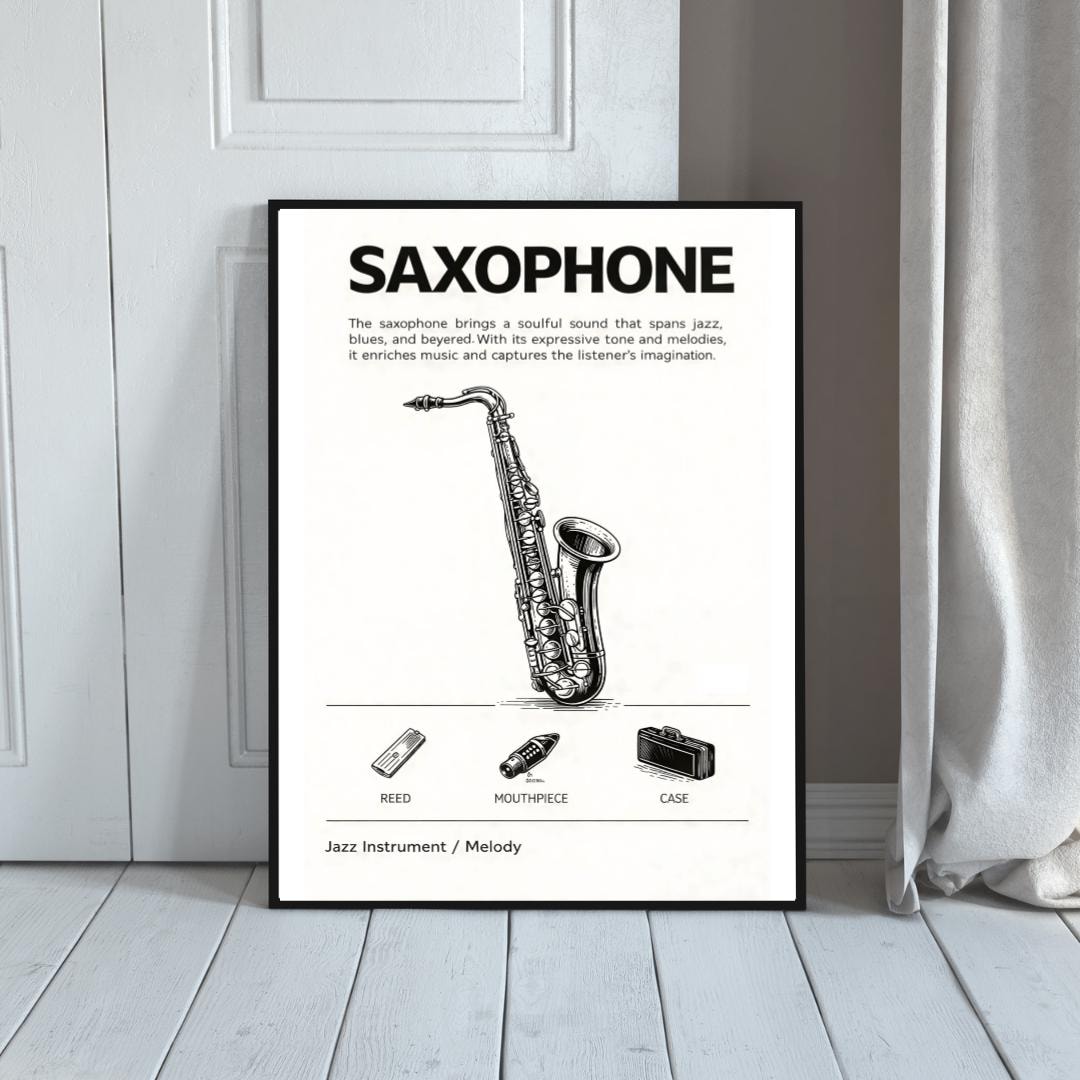 Saxophone Lesson Poster Saxophone Poster, Jazz Instrument Wall Art, Music Lover Gift ...