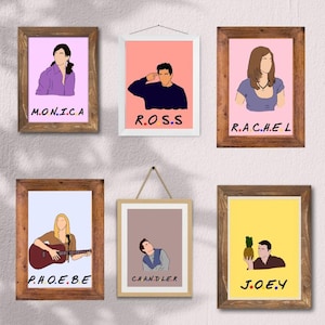 Set of 6 Wall Art Prints - Friends TvShow Posters - Wall Decor - Wall At Livingroom - Digital & Printable - Central Perk - Rachel Joey Ross