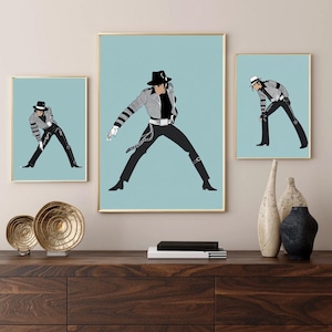 Celebrate the King of Pop - Set Of 3 - Pop Star Illustration - Printable Wall Art - Music Legend Decor - Portrait Print