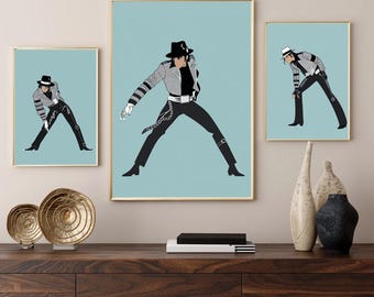 Celebrate the King of Pop - Set Of 3 - Pop Star Illustration - Printable Wall Art - Music Legend Decor - Portrait Print