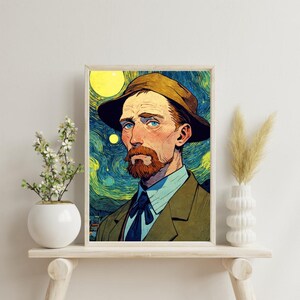 Van Gogh Print, Post-Impressionist Art, Vintage Wall Decor, Self Portrait Artwork, Instant Download