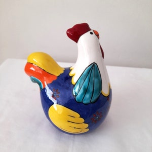 Handpainted Ceramic Hen Figurine: Colorful Floral Home Decor
