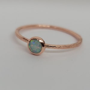 Solid Copper Ring White 4mm opal