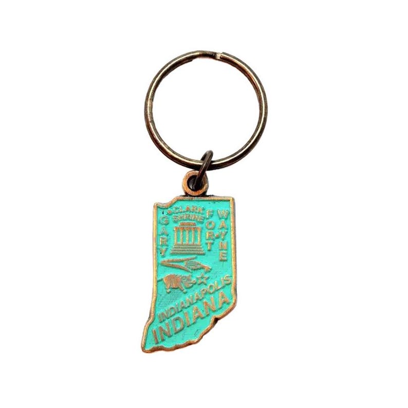 Indiana Vintage Map Keychain - Etsy