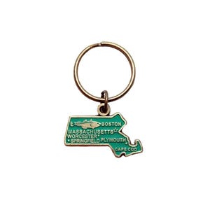 Massachusetts Vintage Map Keychain