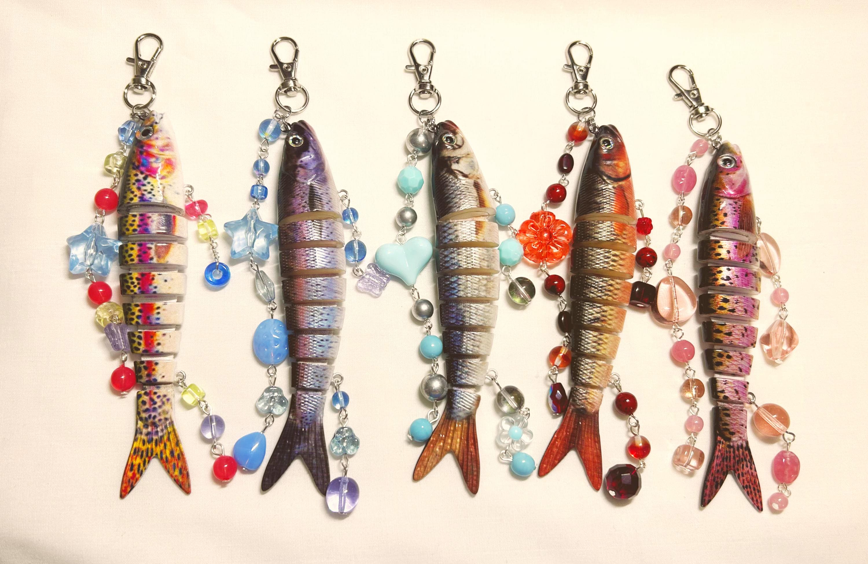 Fish Lure Keychain With Charms