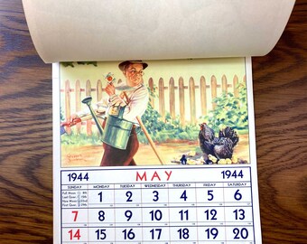 Vintage 1944 Calendar Standard Oil Russell Sambrook Illustrations - Etsy