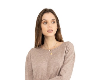 Pull ample en tricot à manches longues et col rond pour femme