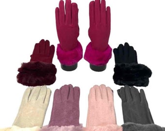 Ladies Gloves Fur Lining Extra Warm Touch Screen Stylish Soft Winter Gloves