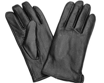 Gants en cuir uni pour hommes, thermiques, doux, élégants, confortables, pour l'hiver