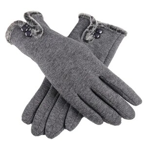 Gants d'hiver pour femmes, pour écran tactile, polaire épaisse, chaude, confortable, fourrure douce Gris