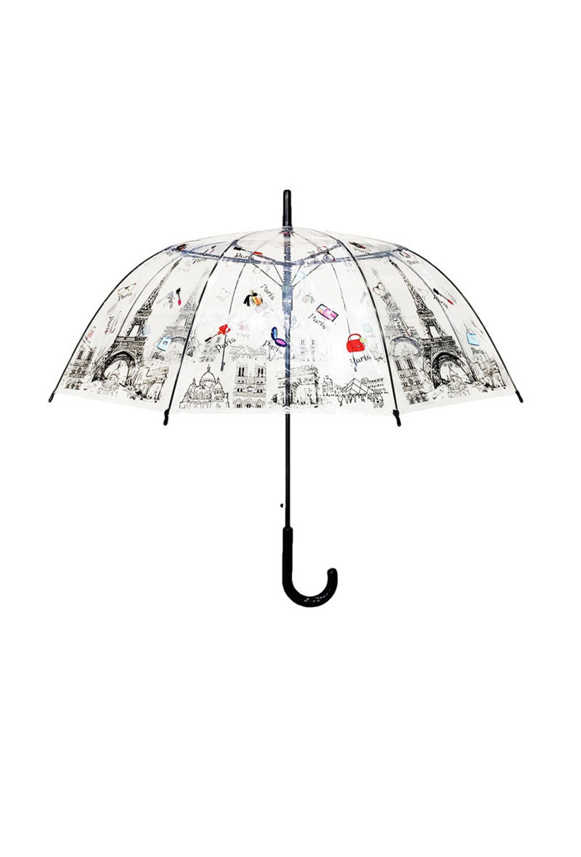 Transparent Umbrella Paris Design Automatic Transparent Bell Shape Ribs