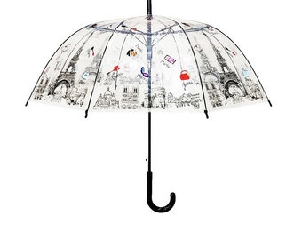 Transparent Umbrella Paris Design Automatic Transparent Bell Shape Ribs Umbrella