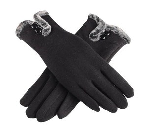 Women's Gloves Winter Touch Screen Gloves Fleece Thick Warm Comfy Soft Fur