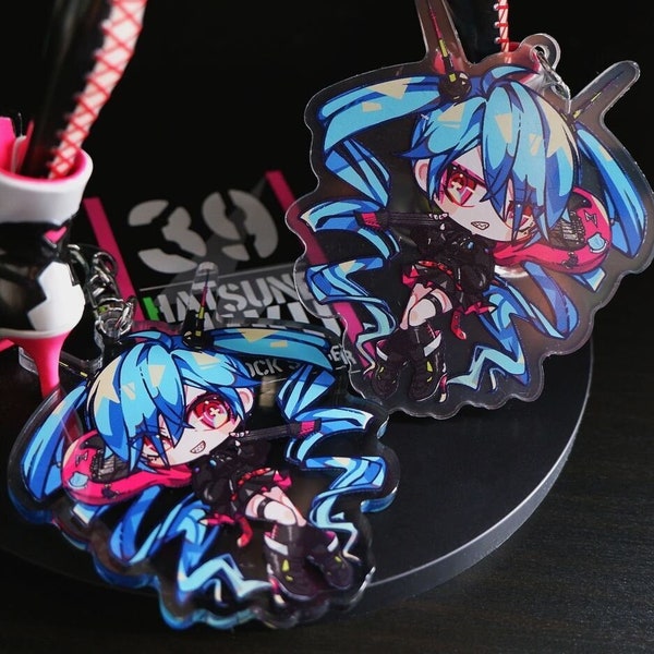 Hatsune Miku LAMRock Clear Acrylic Keychain, 3 inches, Double Sided, Holographic