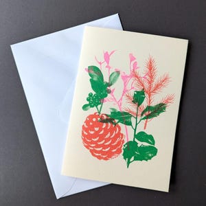 10 cartes de Noël Plantes d'hiver - Imprimé Riso, lot de 10