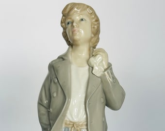 Nao by Lladro Daisa - Rare Vintage "Bare-Foot Ship Boy with Hobo Bag" Handmade in Spain