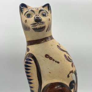 Vintage Tonala mexikanische Keramik Katze: Handgefertigte Folk Art Dekor