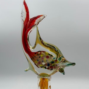 Vintage Sommerso Style  Murano Italian Art Glass Fish Sculpture