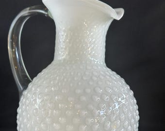 Vintage Large Milkglass Hobnail Pitcher