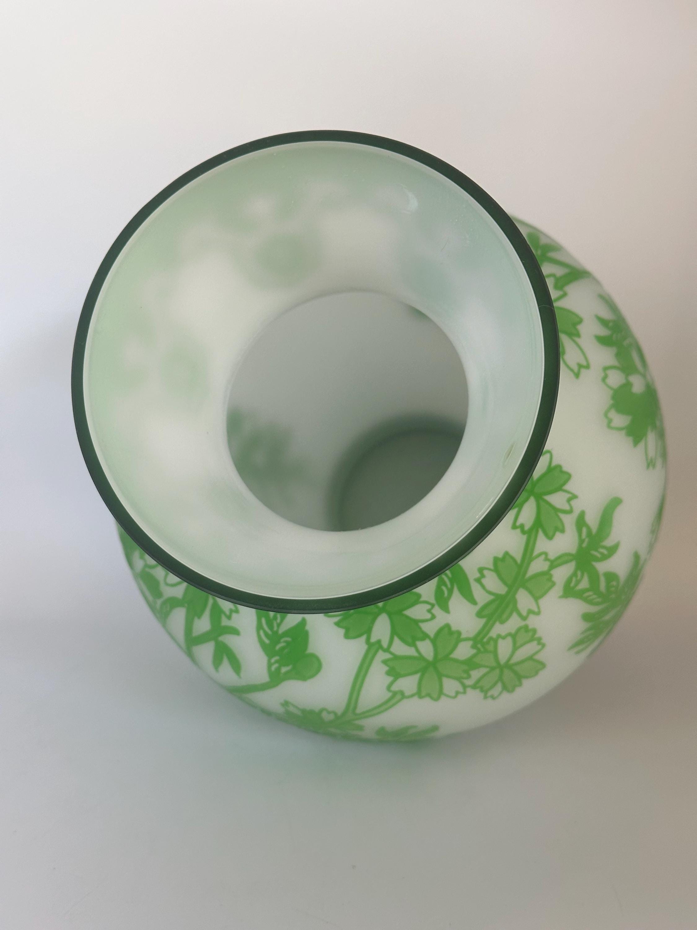 ヴィンテージ中国レリーフガラス花瓶 - Etsy 日本